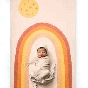 🤎 NWT Organic Cotton Rainbow Boho Crib Sheet